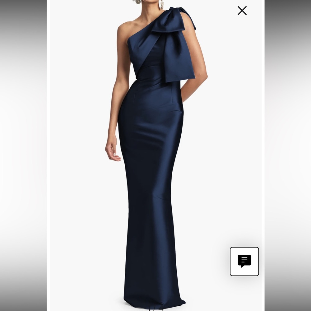 Sachin & Babi Bonnie Bow One-Shoulder Satin Gown
